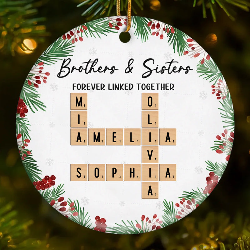 Custom Scrabble Ceramic Ornament - Personalized Christmas Birthday Gifts For Brother, Sister, Best Friends - Love Spelled Here