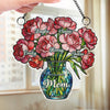 Custom Window Hanging Suncatcher Ornament - Personalized Mother's Day Birthday Gifts For Mom, Grandma - Her Flowers Forever Bloom