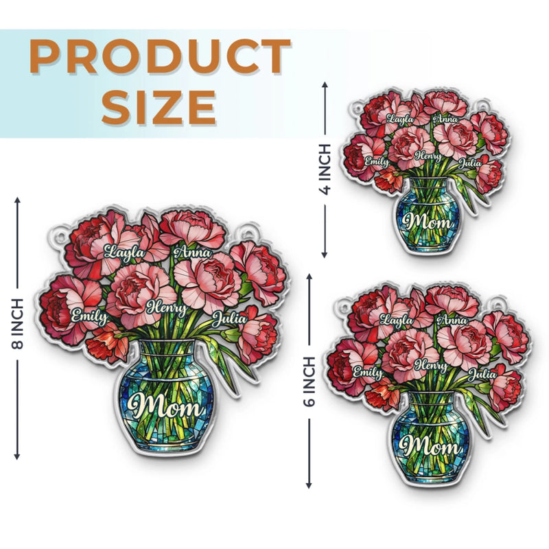 Custom Window Hanging Suncatcher Ornament - Personalized Mother's Day Birthday Gifts For Mom, Grandma - Her Flowers Forever Bloom