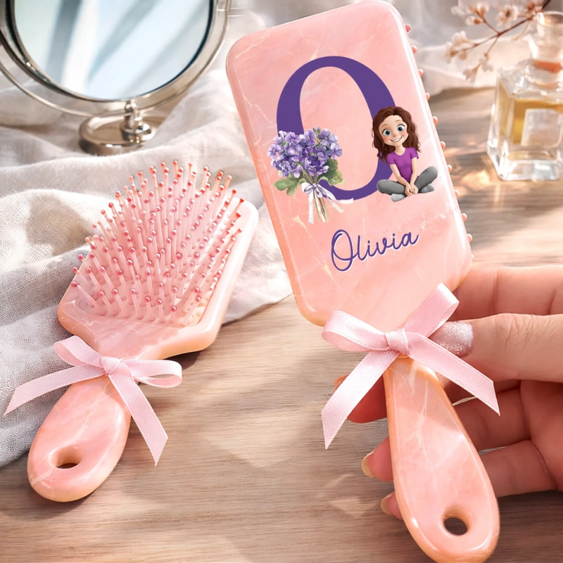 Custom Birth Month Flower Paddle Hair Brush - Personalized Thank You Birthday Gifts For Her, Friends, Sisters, Daughters, Mother, Bridesmaid - A Sweet Touch Of Her Own