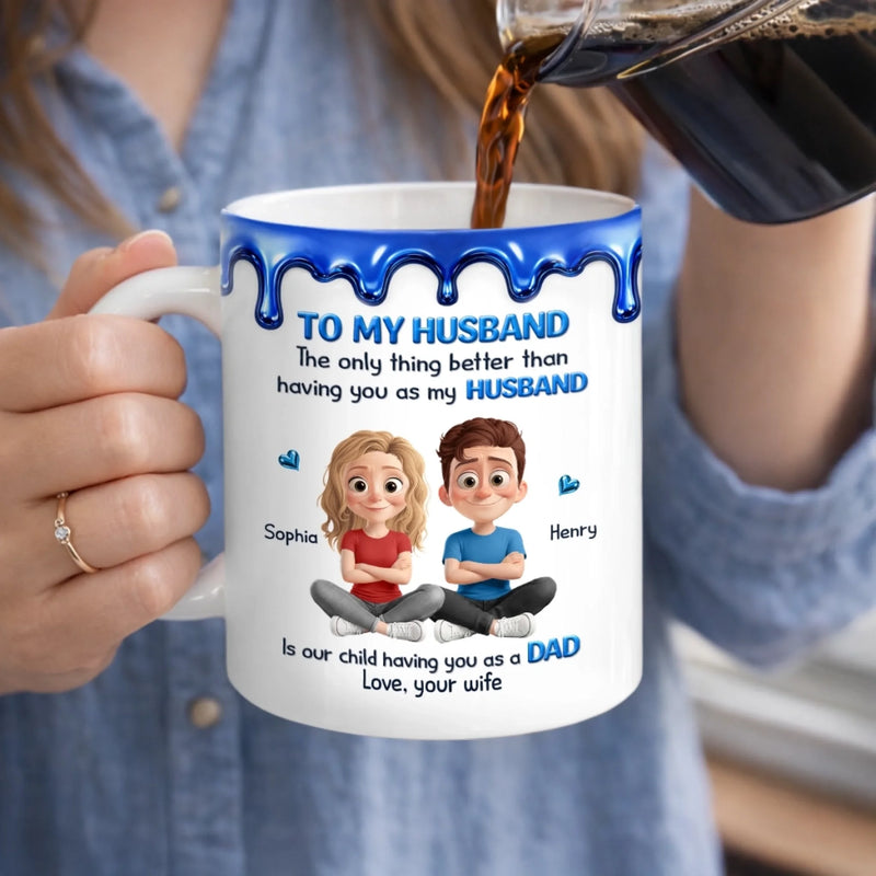 Custom 3D Inflated Effect Printed Mug - Personalized Anniversary Wedding Gifts For Husband And Wife, Him And Her - My Husband My Safe Place