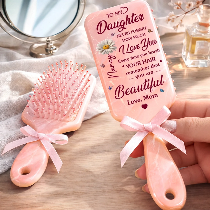 Custom Birth Month Flower Paddle Hair Brush - Personalized Birthday Gifts For Daughter - A Sweet Reminder She Can Hold