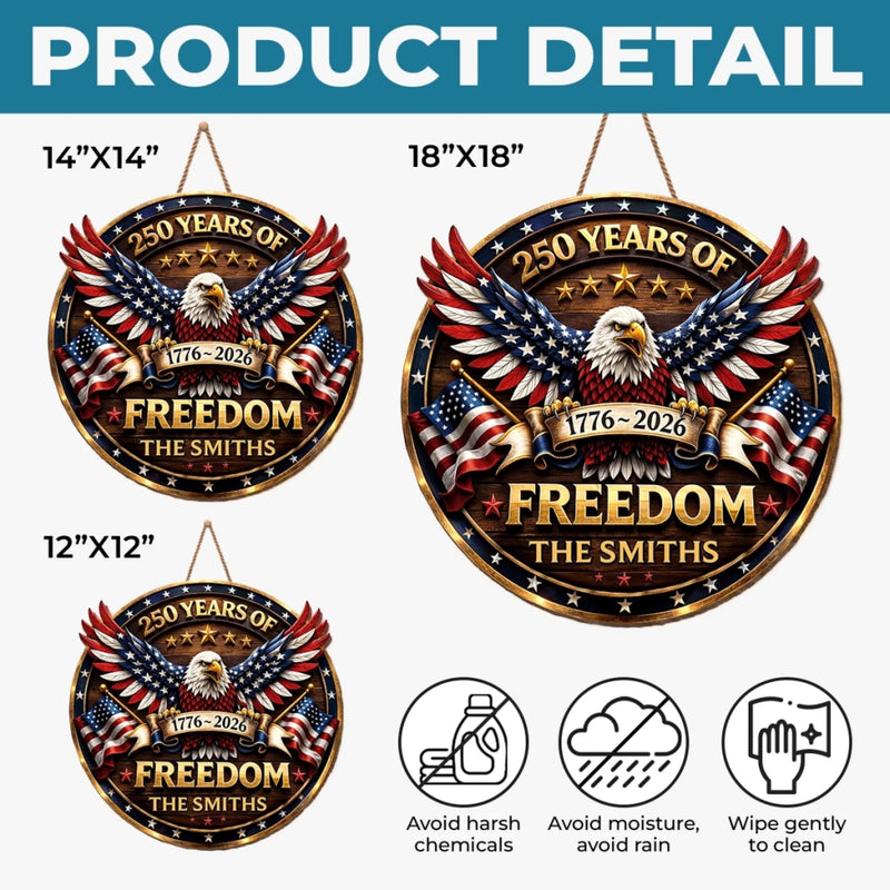 Custom Wood Sign - Personalized America 250th Anniversary Gifts For Mom, Dad, Brother, Sister, Kids - Proud Of Our Story