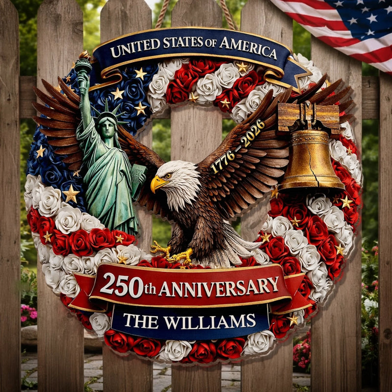 Custom Wood Sign - Personalized America 250th Anniversary Gifts For Mom, Dad, Brother, Sister, Kids - Freedom Is Who We Are