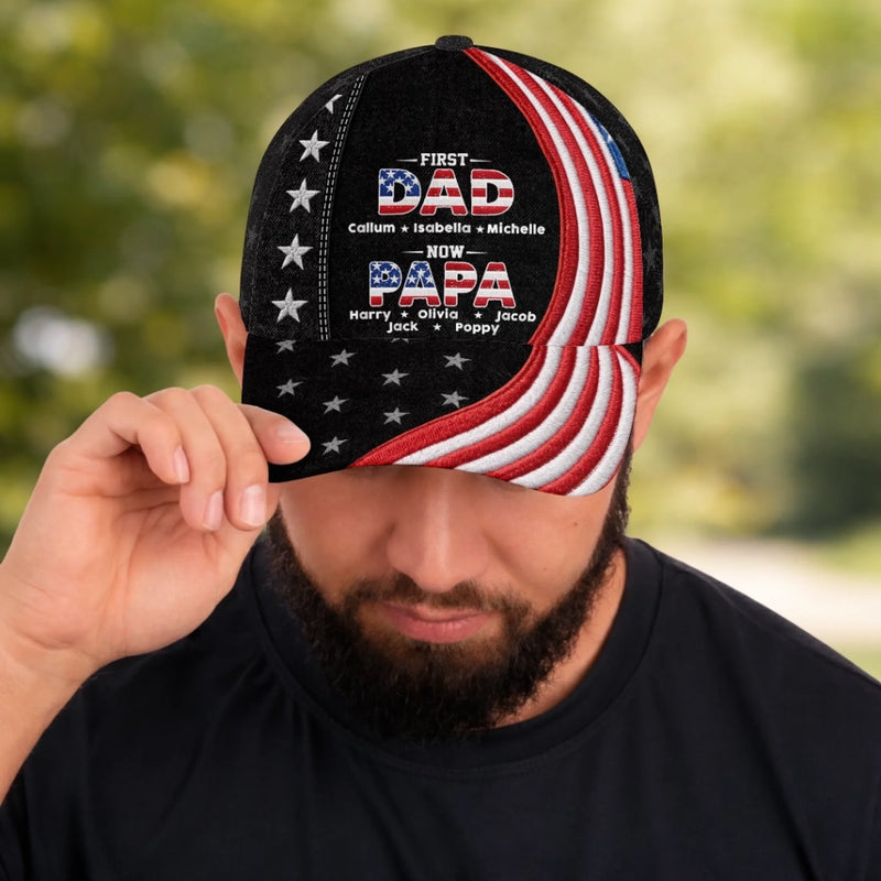 Custom Hat, All Over Print Classic Cap - Personalized Father's Day Birthday Gifts For Dad, Grandpa - Dad Strength Guides Our Way
