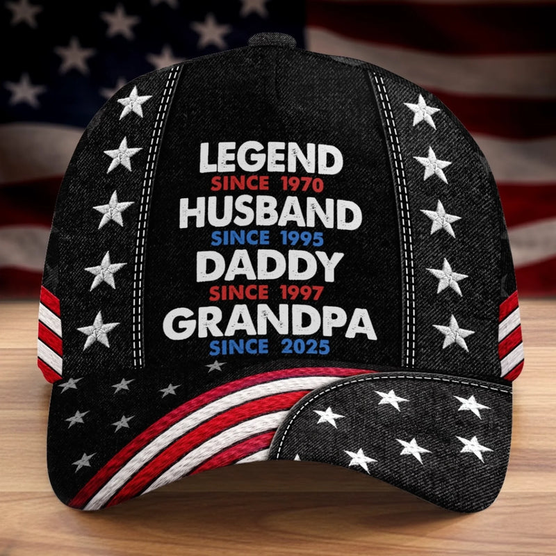 Custom Hat, All Over Print Classic Cap - Personalized Father's Day Birthday Gifts For Dad, Grandpa - Dads Get Promoted To Grandpa