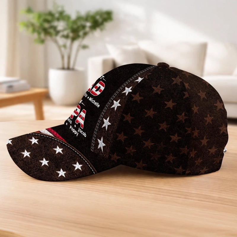 Custom Hat, All Over Print Classic Cap - Personalized Father's Day Birthday Gifts For Dad, Grandpa - Dad Always Our Protector