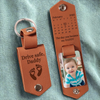 Custom Photo Engraved Leather Keychain - Personalized Baby Shower, Gender Reveal Gifts For New Moms, New Parents - Tiny Blessing Big Joy