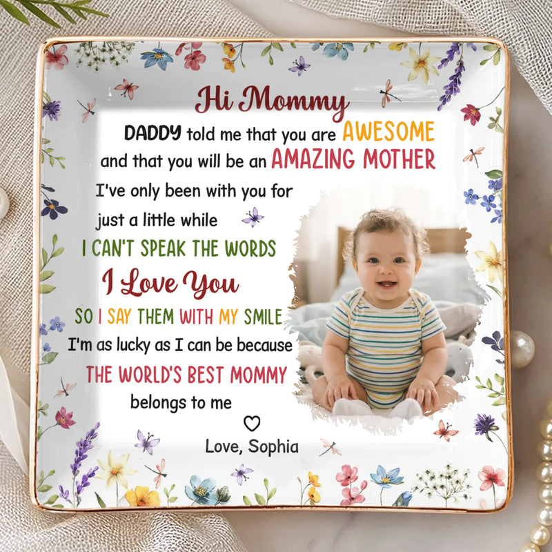 Custom Photo Full-Print Jewelry Dish - Personalized Baby Shower, Gender Reveal Gifts For New Moms, New Parents - Welcome Our Little Love