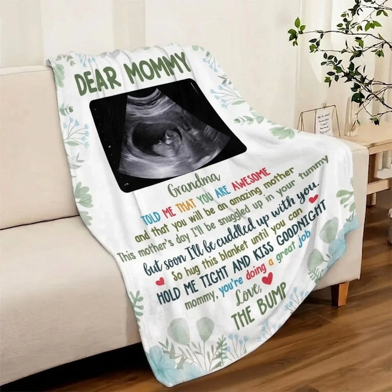 Custom Photo Blanket - Personalized Baby Shower, Gender Reveal Gifts For New Moms, New Dads, New Parents - Soon I’ll Be Cuddled Up With You