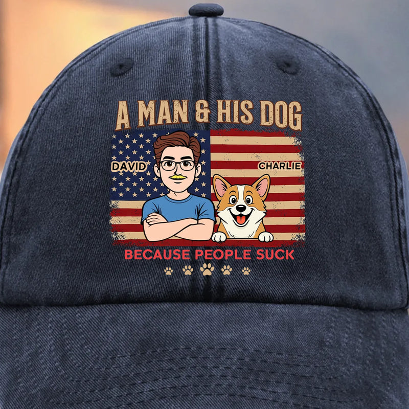 Custom Vintage Washed Denim Baseball Cap - Personalized Father's Day Birthday Gifts For Dog Lovers, Dog Dad And Mom - Loyalty Looks Like This