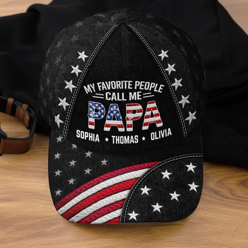 Custom Hat, All Over Print Classic Cap - Personalized Father's Day Birthday Gifts For Dad, Grandpa - Dad Love Stays Forever
