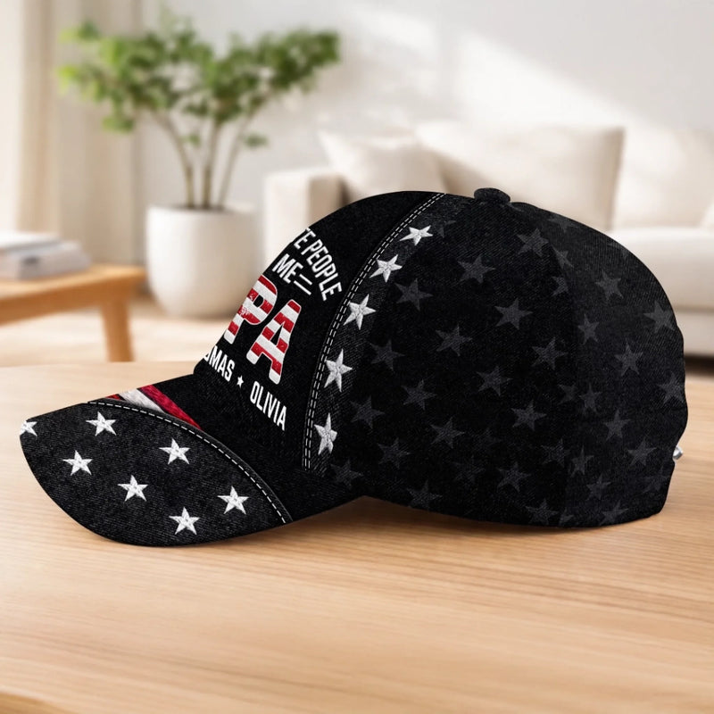 Custom Hat, All Over Print Classic Cap - Personalized Father's Day Birthday Gifts For Dad, Grandpa - Dad Love Stays Forever