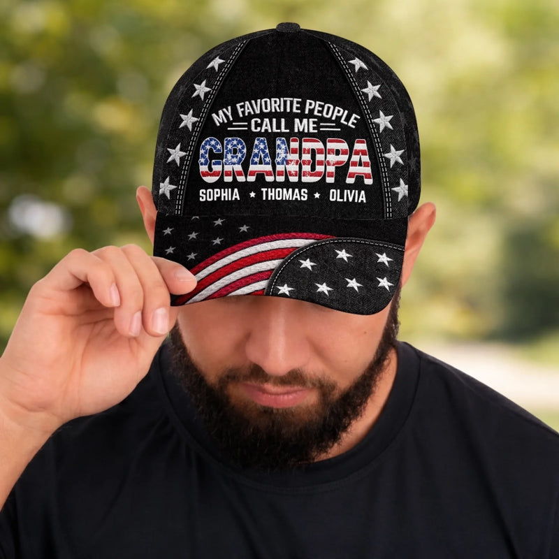 Custom Hat, All Over Print Classic Cap - Personalized Father's Day Birthday Gifts For Dad, Grandpa - Dad Love Stays Forever