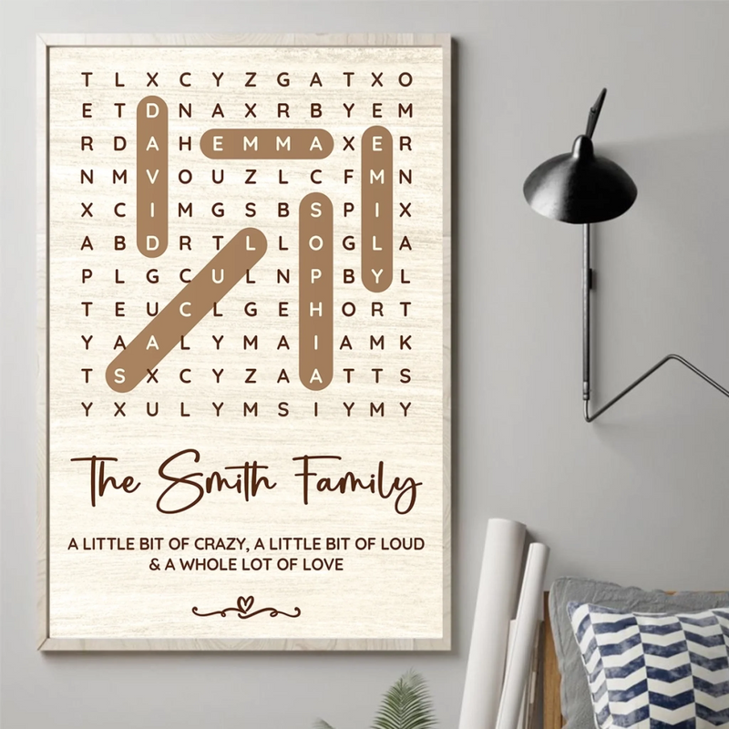 Custom Word Search Puzzle Vertical Poster, Canvas - Personalized Mother's Day Birthday Gifts For Mom, Grandma - Home Is Our Favorite Chaos