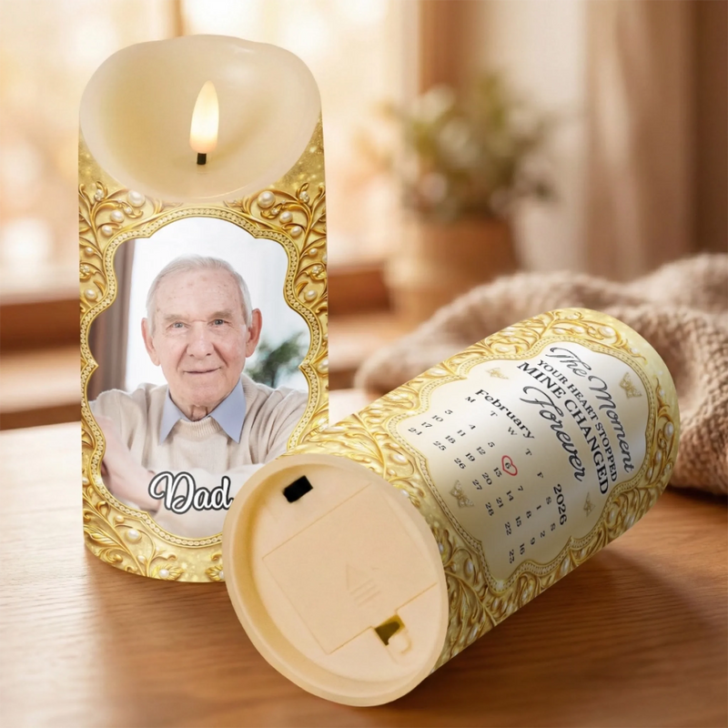 Custom Photo LED Candle - Personalized Memorial Sympathy Gifts For Loss Of Mom, Dad - Always Loved Never Forgotten