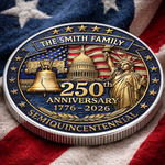 Custom Commemorative Keepsake Coin - Personalized America 250th Anniversary Gifts For Family - Liberty Runs In Our Blood