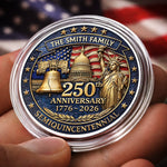 Custom Commemorative Keepsake Coin - Personalized America 250th Anniversary Gifts For Family - Liberty Runs In Our Blood