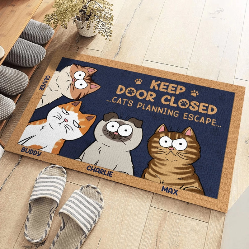 Custom Home Decor Decorative Mat - Personalized Birthday Gifts For Cat Lovers, Cat Owners - Don't Let The Cat Out No Matter What He Tells You