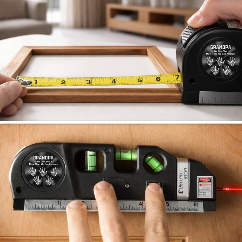 Custom Laser Level Tool - Personalized Father's Day Birthday Gifts For Dad, Grandpa - A Lifetime Of Love And Strength