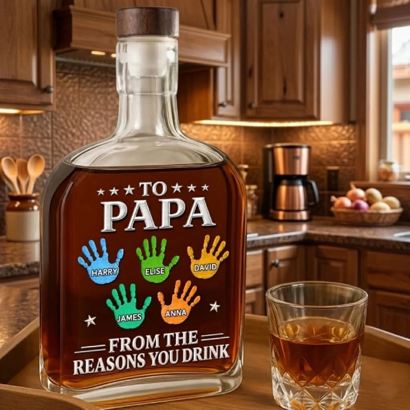 Custom Liquor Decanter - Personalized Father's Day Birthday Gifts For Dad, Grandpa - Dad Love Leads The Way
