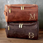 Custom Engraved Leather Toiletry Bag - Personalized Birthday Gifts For Men - For The Man Who’s Always On The Move