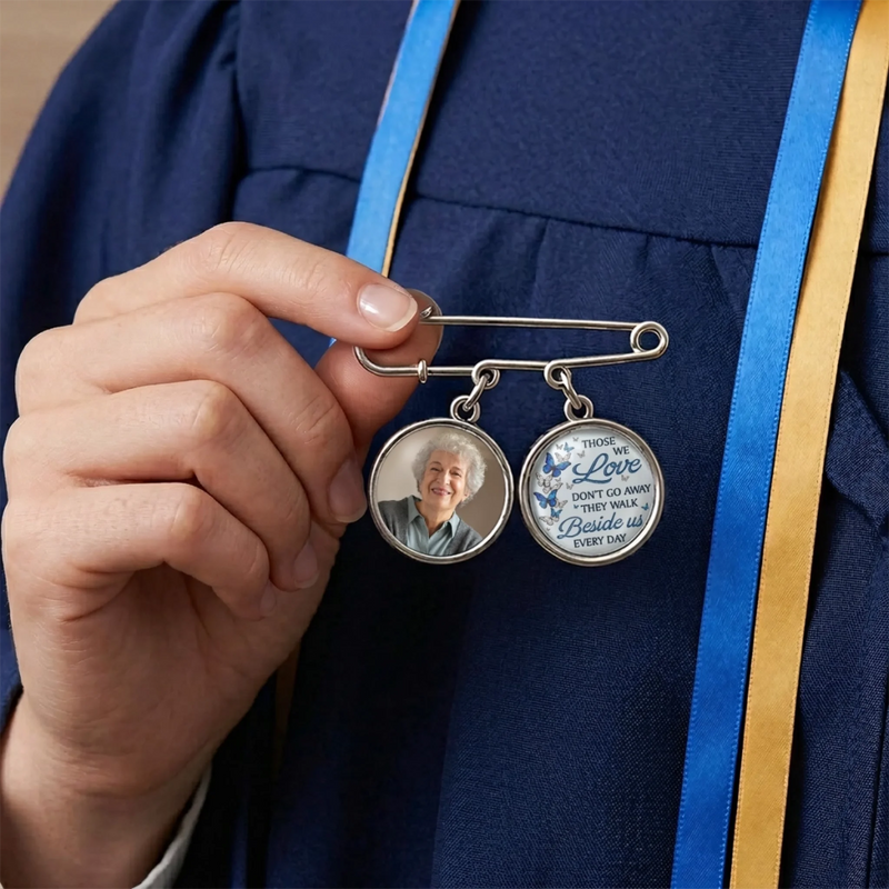 Custom Lapel Pin With Photo Charms - Personalized Memorial Sympathy Graduation Gifts For Him, Her - Your Love Guides Me Today And Always
