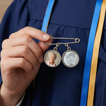 Custom Lapel Pin With Photo Charms - Personalized Memorial Sympathy Graduation Gifts For Dad - This Achievement Is For You Above
