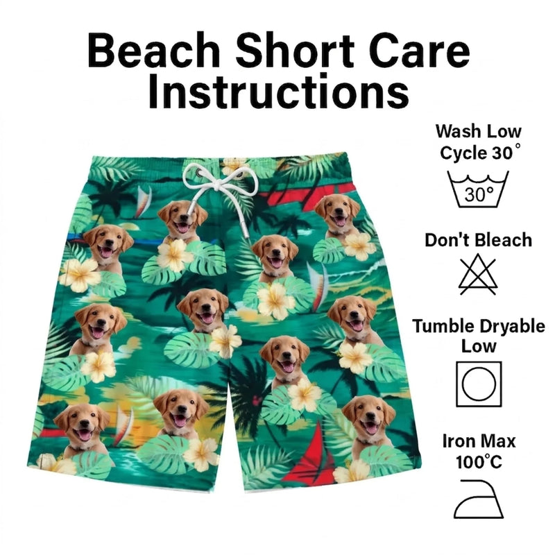 Custom Photo Tropical Hawaiian Aloha Men Beach Shorts - Personalized Summer Vacation And Travel Gifts For Dog Lovers - Life Is Better With Sandy Paws