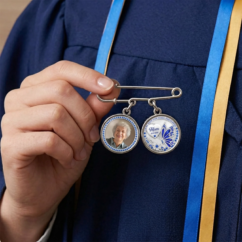 Custom Lapel Pin With Photo Charms - Personalized Memorial Sympathy Graduation Gifts For Him, Her - Carried Close To My Heart