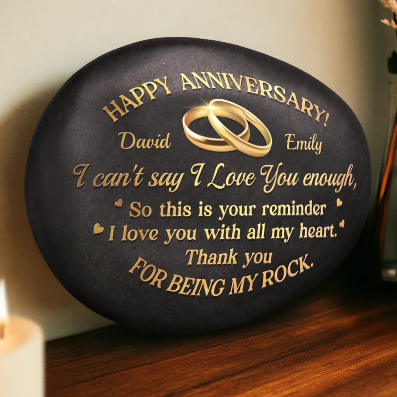 Custom Printed Rock - Personalized Anniversary Wedding Gifts For Husband And Wife, Him And Her - Love Grows With Time