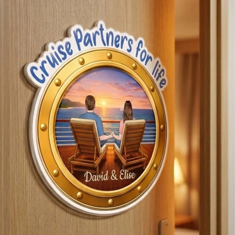 Custom Cruise Ship Door Magnet - Personalized Summer Vacation And Travel Gifts For Husband, Wife, Cruise Lovers - Sun, Love, And Summer