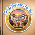 Custom Cruise Ship Door Magnet - Personalized Summer Vacation And Travel Gifts For Couple, Cruise Lovers - Sailing Into The Ocean Together