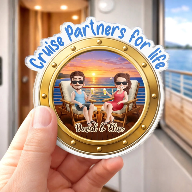 Custom Cruise Ship Door Magnet - Personalized Summer Vacation And Travel Gifts For Couple, Cruise Lovers - Sailing Into The Ocean Together