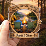 Custom Door Magnet - Personalized Anniversary Wedding Camping Gifts For Campers, Husband, Wife - Camping Partners For Life