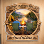Custom Door Magnet - Personalized Anniversary Wedding Camping Gifts For Campers, Husband, Wife - Camping Partners For Life