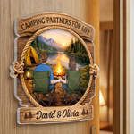Custom Door Magnet - Personalized Anniversary Wedding Camping Gifts For Campers, Husband, Wife - Camping Partners For Life