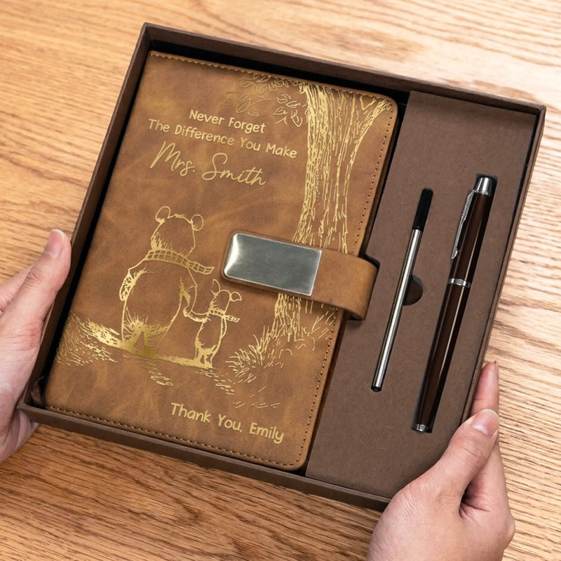 Custom PU Leather Notebook - Personalized Birthday Gifts For Teachers - Teaching Is A Work Of Heart