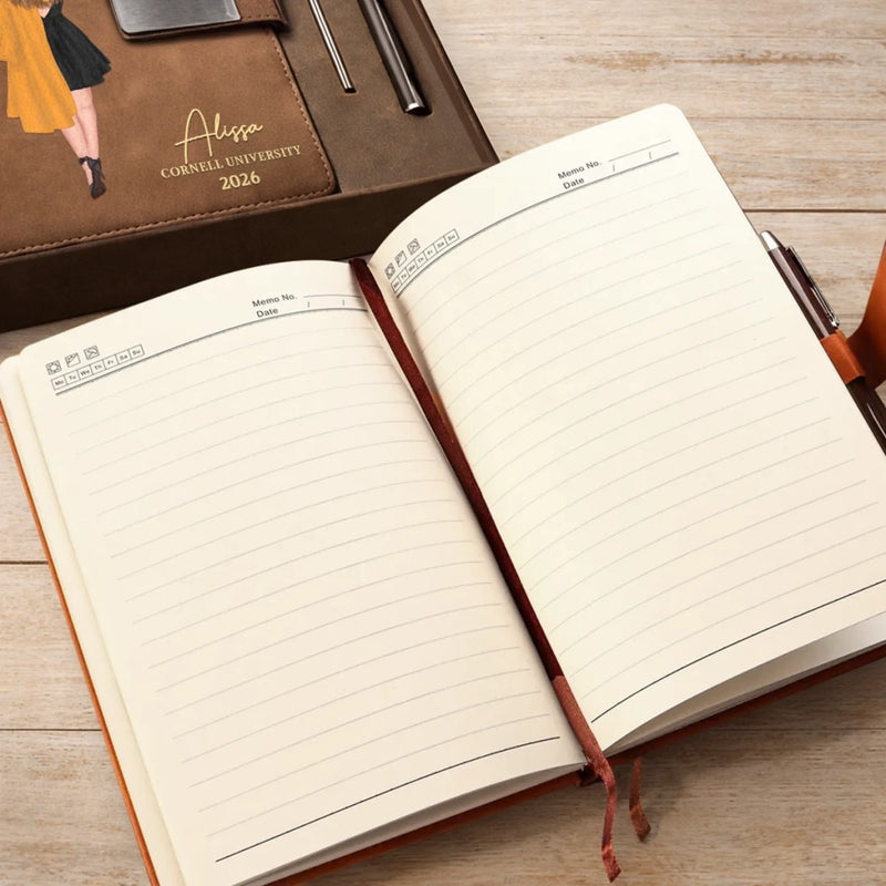 Custom PU Leather Notebook -  Personalized Graduation Gifts For Him, Her - Write Your Own Story