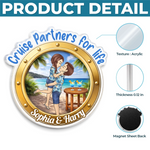 Custom Cruise Ship Door Magnet - Personalized Summer Vacation And Travel Gifts For Couple, Cruise Lovers - Sunsets And Love All Summer