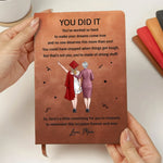 Custom Leather Writing Journal - Personalized Graduation Gifts For Daughter, Graduate - Dreams Achieved, Future Ahead