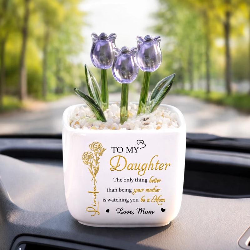 Custom Glass Everlasting Tulips - Personalized Mother's Day Birthday Gifts For Mom, Daughter - My Forever Love