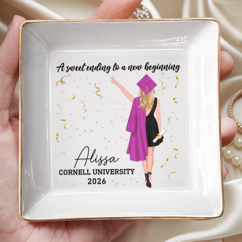 The Tassel Was Worth The Hassle - Family Personalized Custom Jewelry Dish - Graduation Gift For Family Members, Siblings, Brothers, Sisters