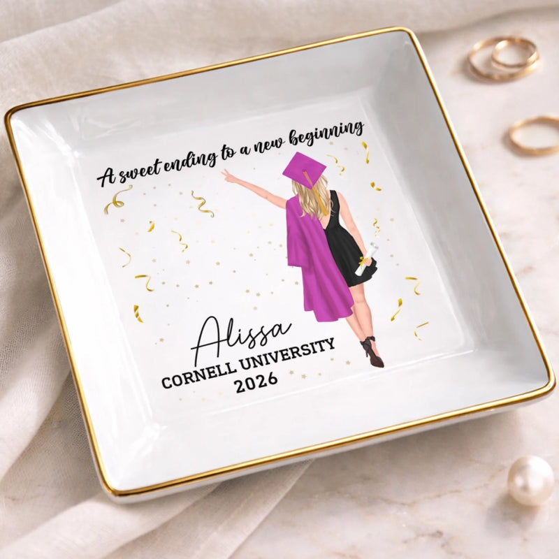 The Tassel Was Worth The Hassle - Family Personalized Custom Jewelry Dish - Graduation Gift For Family Members, Siblings, Brothers, Sisters