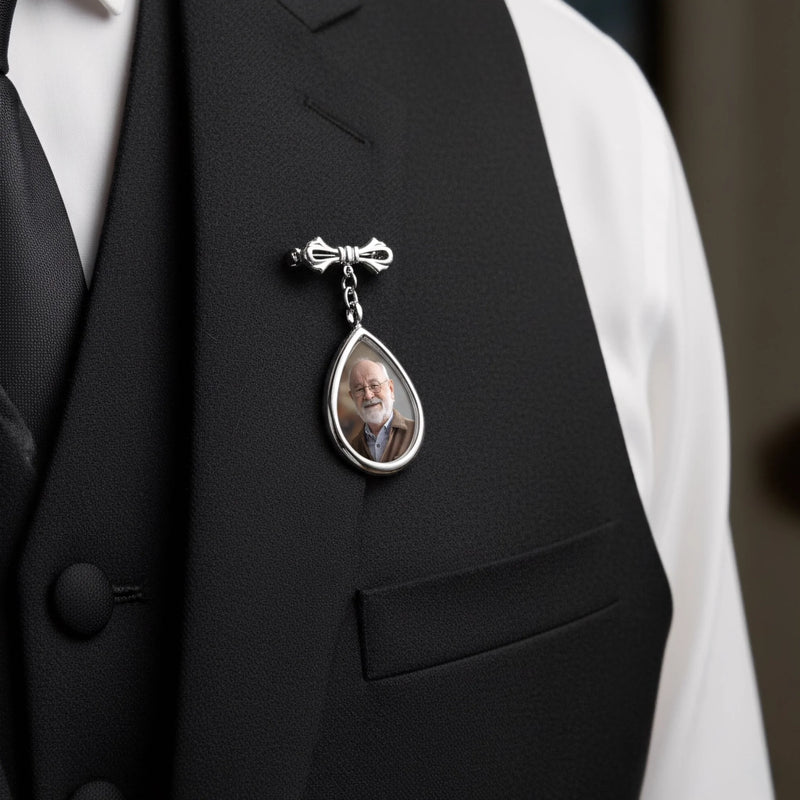Custom Photo Teardrop Pin - Personalized Memorial Sympathy Graduation Gifts For Him, Her - Walking With You Today And Always