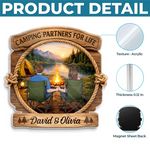 Custom Door Magnet - Personalized Anniversary Wedding Camping Gifts For Campers, Husband, Wife - Camping Partners For Life