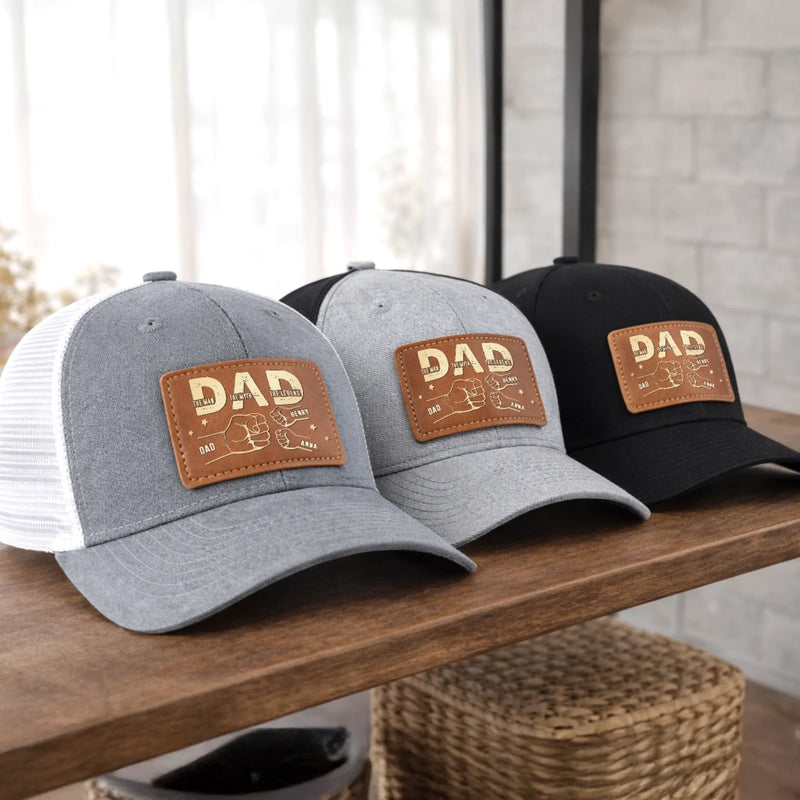 Custom Leather Patch Hat - Personalized Father's Day Birthday Gifts For Dad, Grandpa - You Mean The World