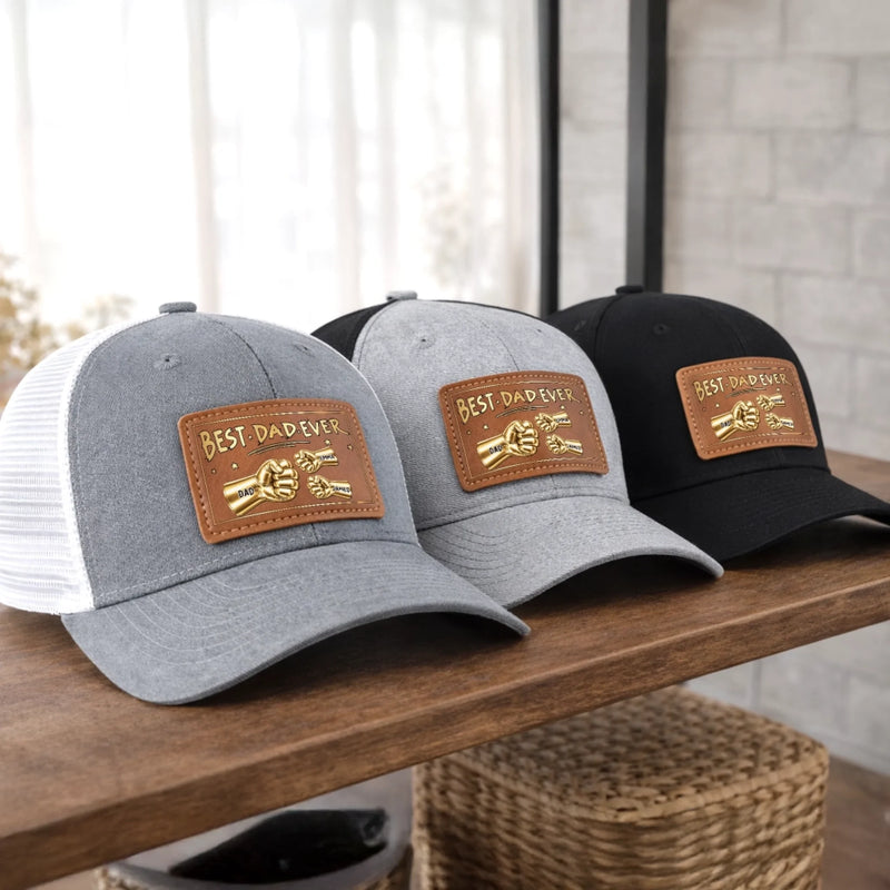 Custom Leather Patch Hat - Personalized Father's Day Birthday Gifts For Dad, Grandpa - Daddy Life Best Life