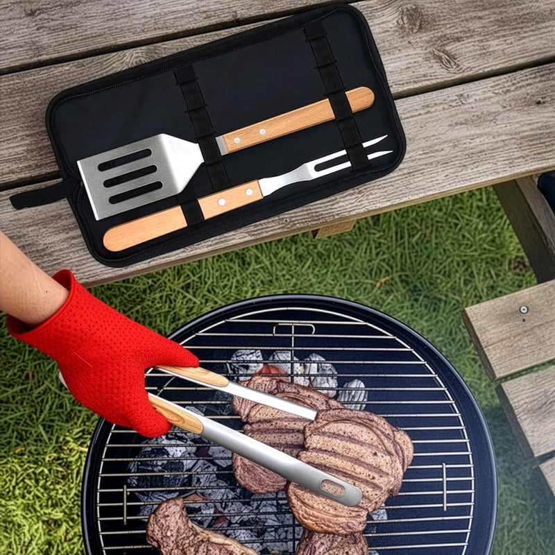 Custom Photo BBQ Tool Set With Storage Bag - Personalized Father's Day Birthday Gifts For Dad, Grandpa - Grilling Buddies