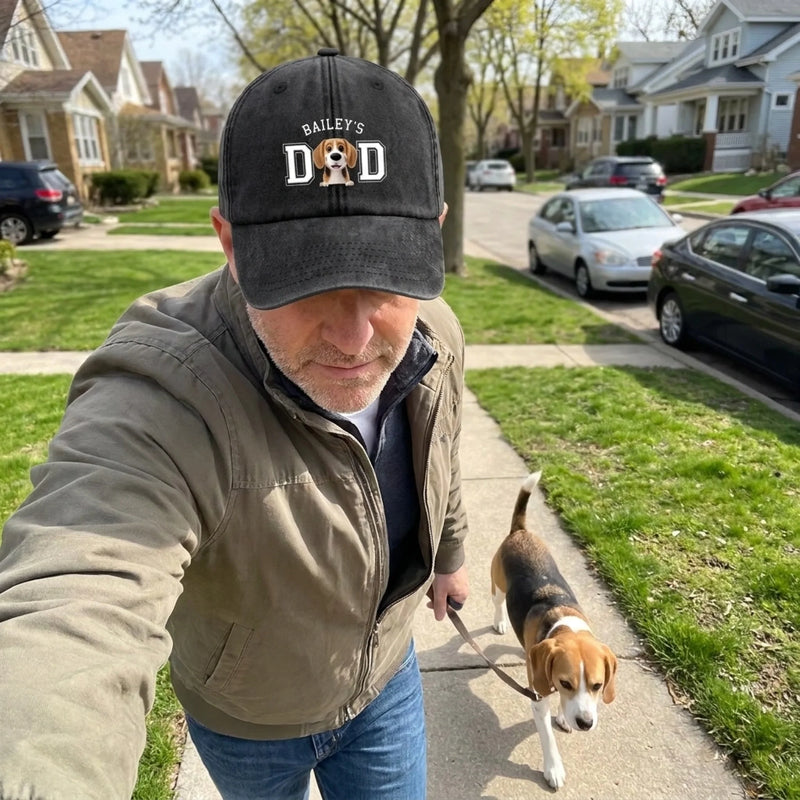 Belongs To The Fluffy One - Dog Personalized Custom Vintage Washed Denim Baseball Cap - Father's Day, Gift For Dad, Pet Owners, Pet Lovers